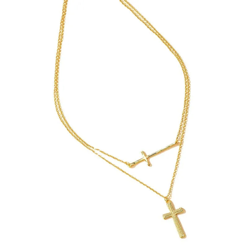 Basic Cross Alloy Plating Women'S Pendant Necklace