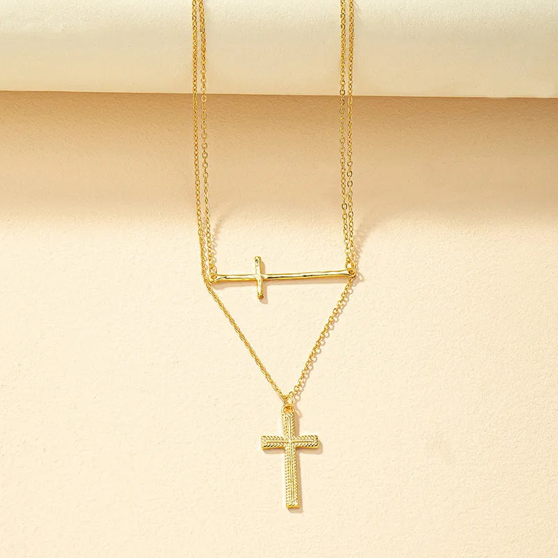 Basic Cross Alloy Plating Women'S Pendant Necklace