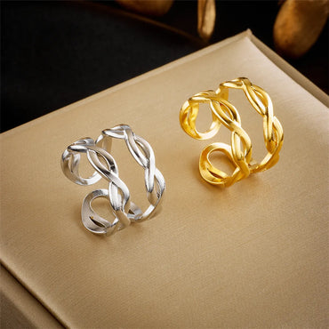 Basic Cross Star Titanium Steel Gold Plated Gold Plated Open Ring