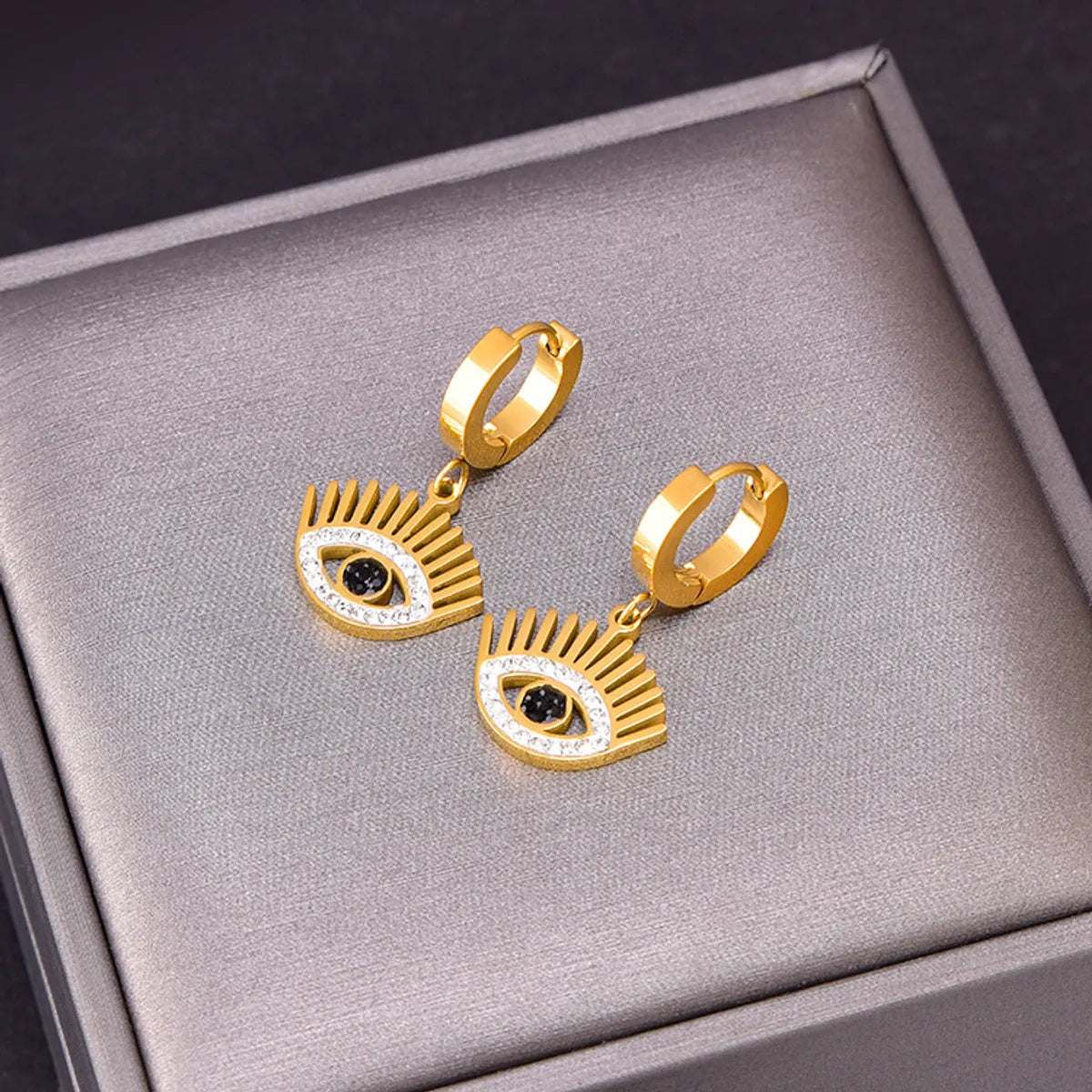 304 Stainless Steel 18K Gold Plated Basic Plating Devil'S Eye Star Rhinestones Jewelry Set