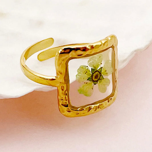 Basic Flower Stainless Steel Plating Gold Plated Open Rings