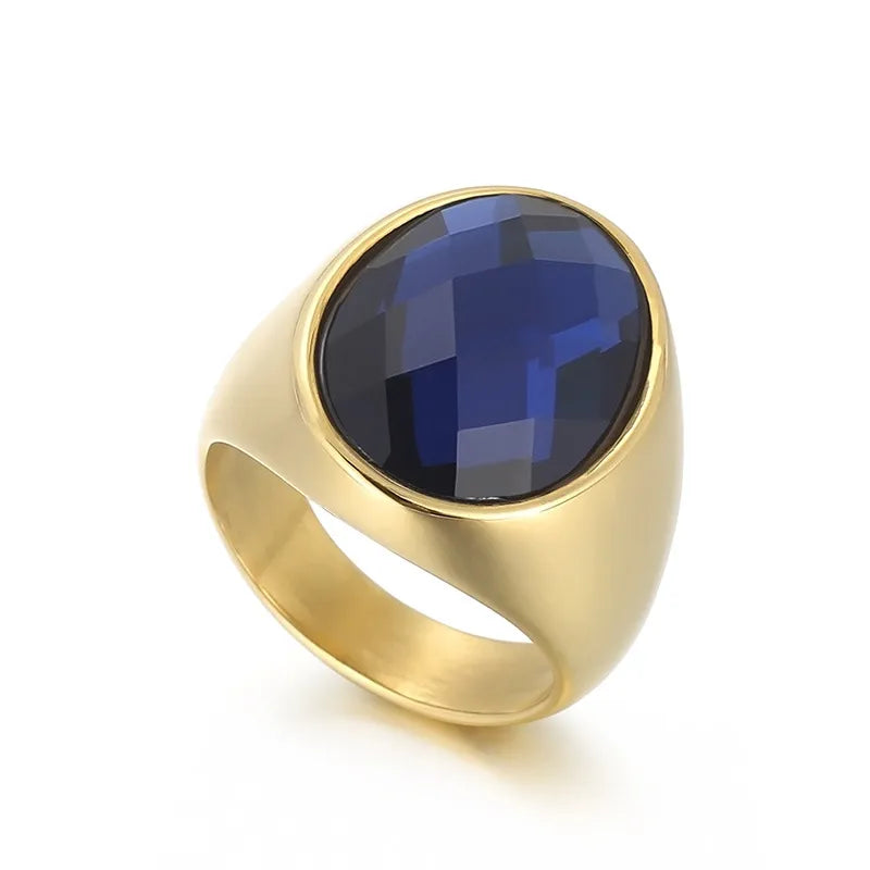 Wholesale Jewelry Basic Geometric Color Block Stainless Steel 18K Gold Plated Plating Rings