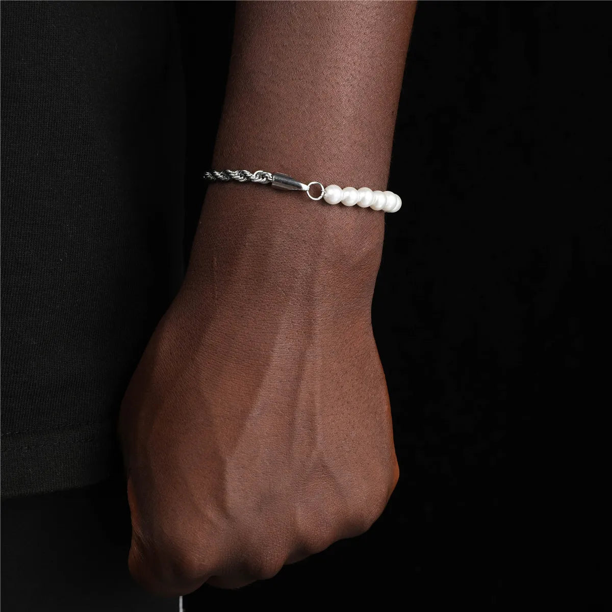 Basic Geometric Stainless Steel Artificial Pearl Bracelets