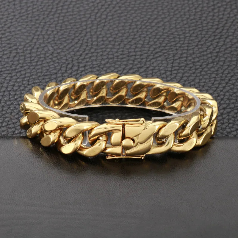 Basic Geometric Stainless Steel 18K Gold Plated No Inlaid Bracelets In Bulk