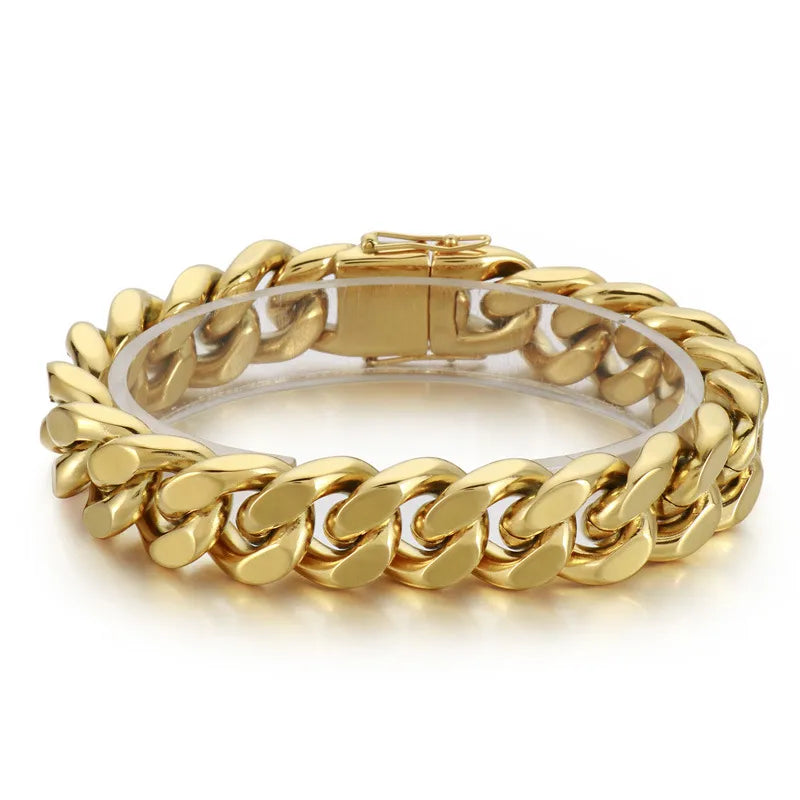 Basic Geometric Stainless Steel 18K Gold Plated No Inlaid Bracelets In Bulk