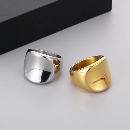 Basic Geometric Stainless Steel Plating 18K Gold Plated Men's Rings