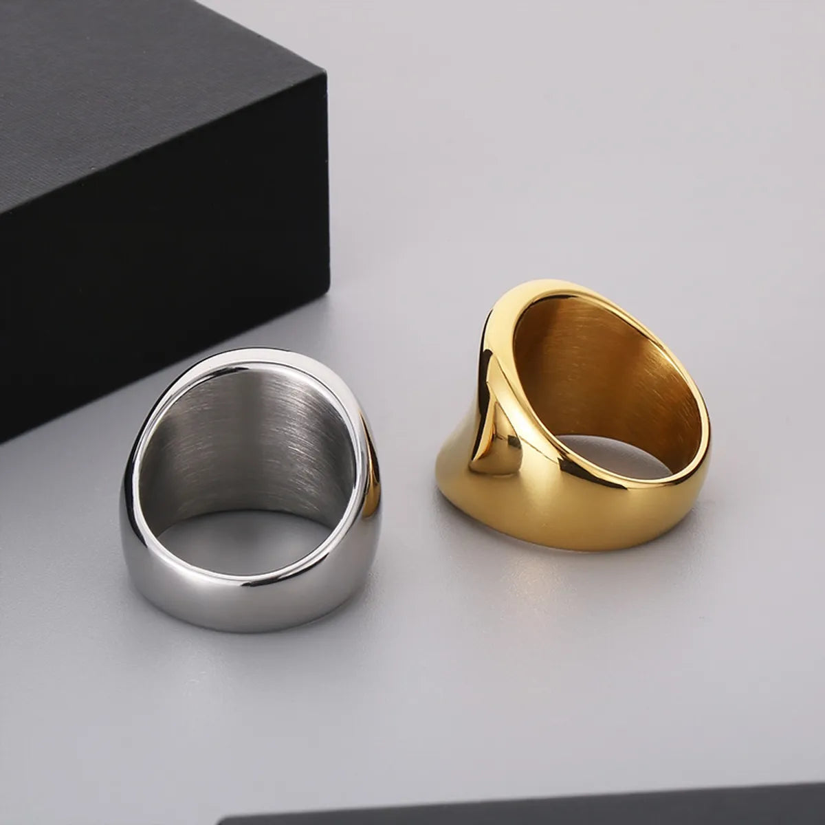 Basic Geometric Stainless Steel Plating 18K Gold Plated Men's Rings