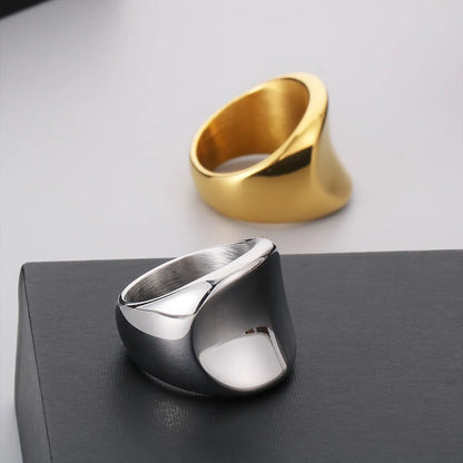 Basic Geometric Stainless Steel Plating 18K Gold Plated Men's Rings