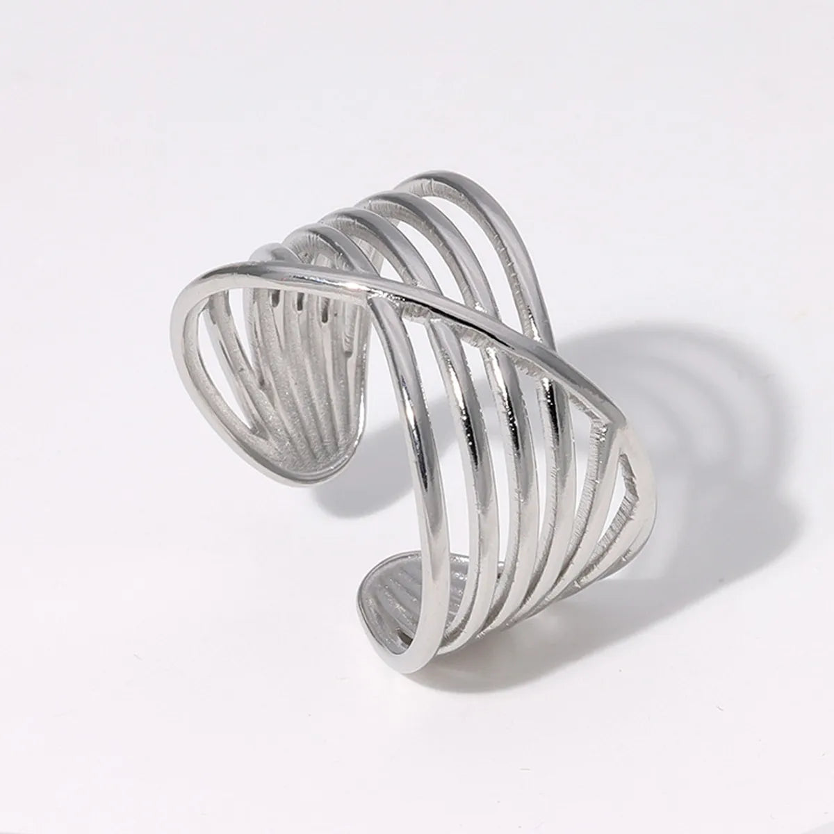 Basic Geometric Stainless Steel Plating Open Rings