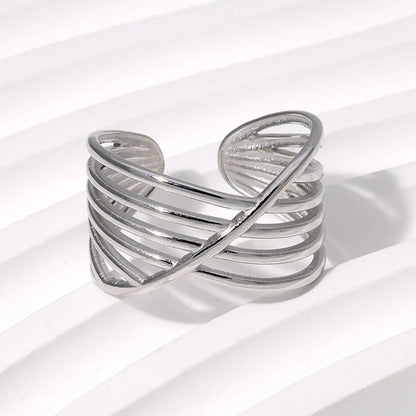 Basic Geometric Stainless Steel Plating Open Rings