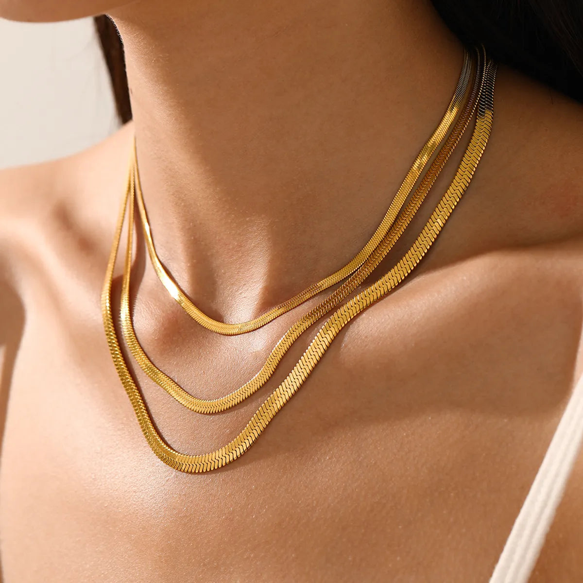 304 Stainless Steel 18K Gold Plated Basic Plating Geometric Necklace