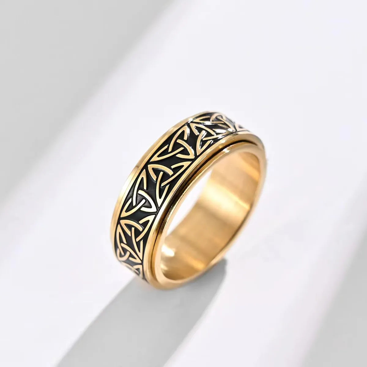 Basic Geometric Titanium Steel 18K Gold Plated Men'S Rings