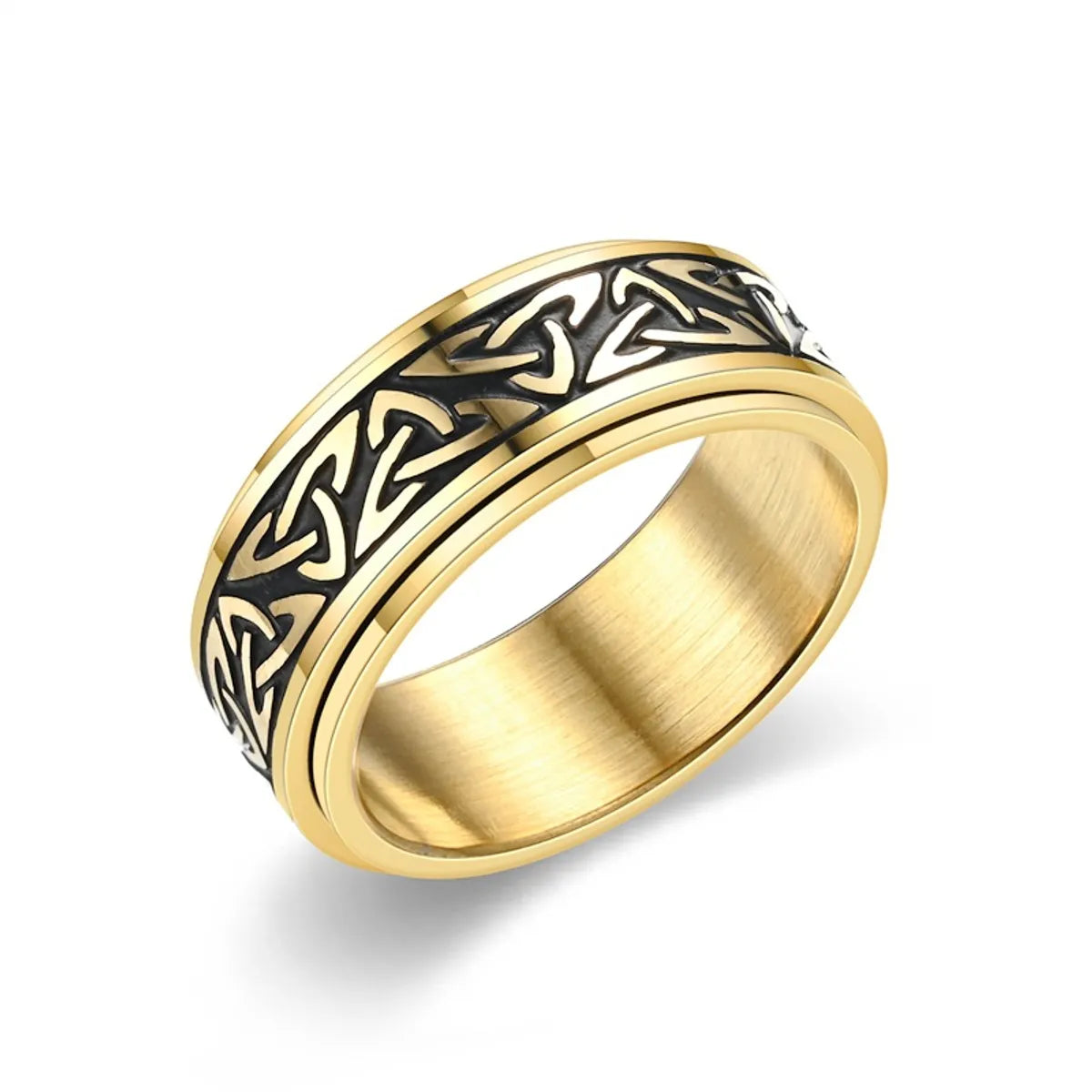 Basic Geometric Titanium Steel 18K Gold Plated Men'S Rings