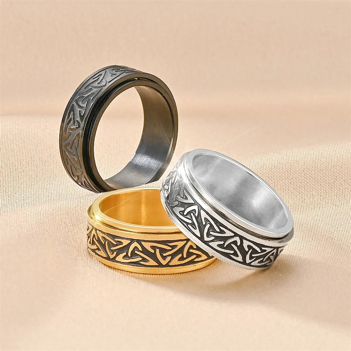 Basic Geometric Titanium Steel 18K Gold Plated Men'S Rings