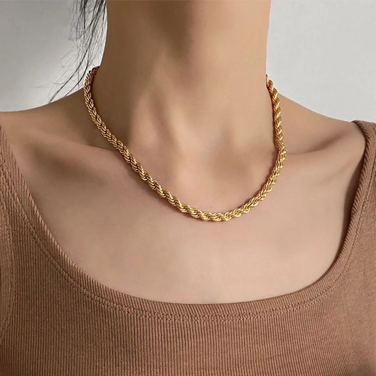 Basic Geometric Titanium Steel Plating Necklace