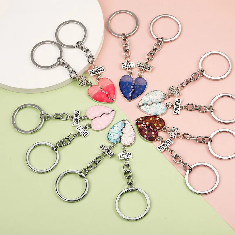 Basic Heart Shape Alloy Epoxy Plating Diamond Artificial Diamond Magnet Women'S Bag Pendant Keychain