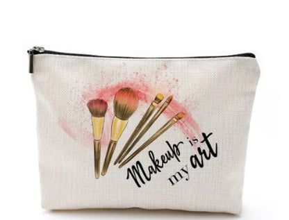 Basic Heart Shape Linen Square Makeup Bags