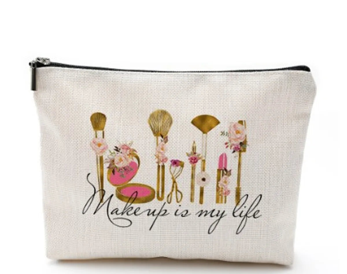 Basic Heart Shape Linen Square Makeup Bags