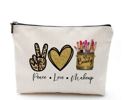 Basic Heart Shape Linen Square Makeup Bags