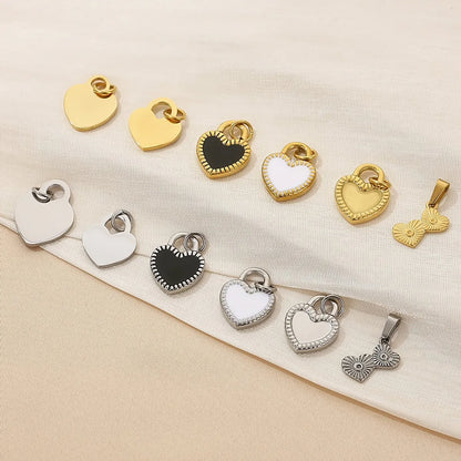 Basic Heart Shape Stainless Steel Enamel Charms