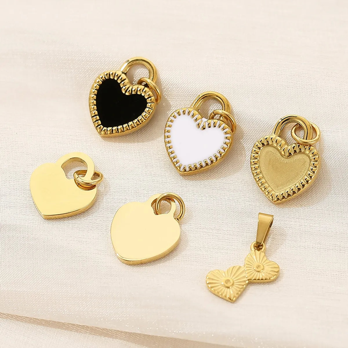 Basic Heart Shape Stainless Steel Enamel Charms