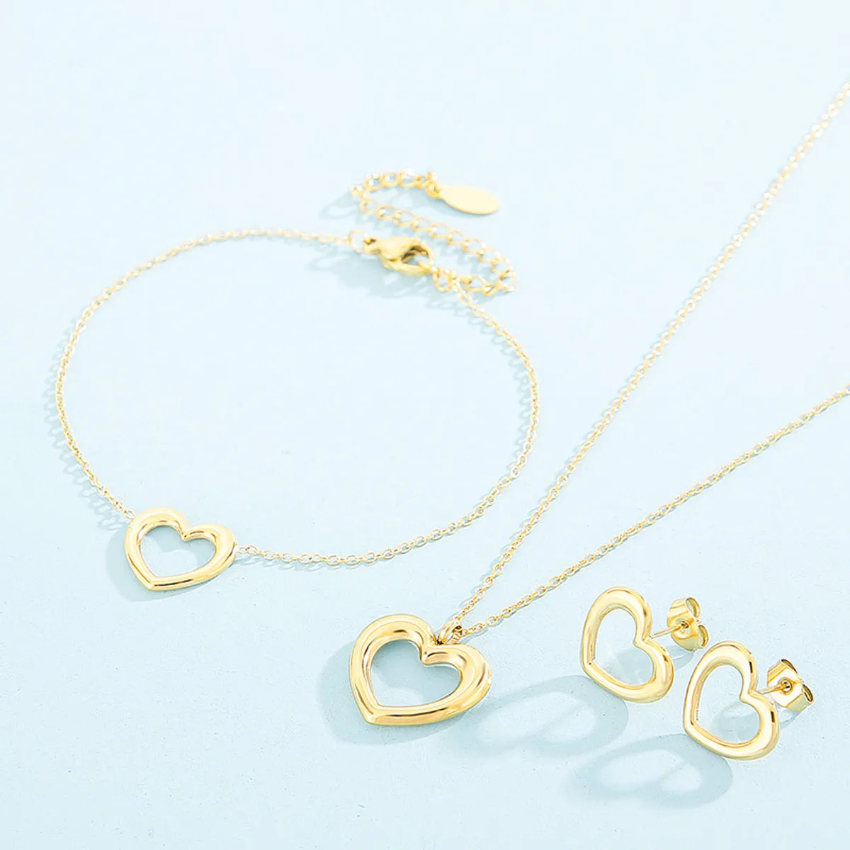 Basic Heart Shape Stainless Steel Titanium Steel Plating Jewelry Set