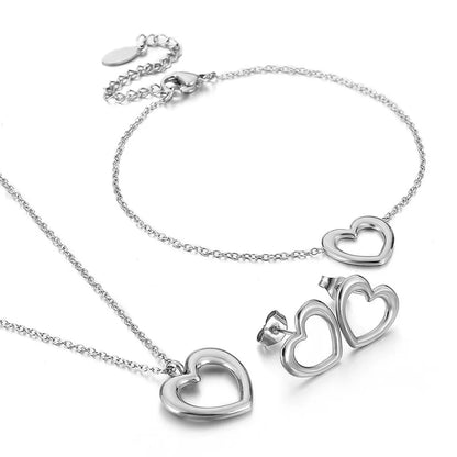 Basic Heart Shape Stainless Steel Titanium Steel Plating Jewelry Set