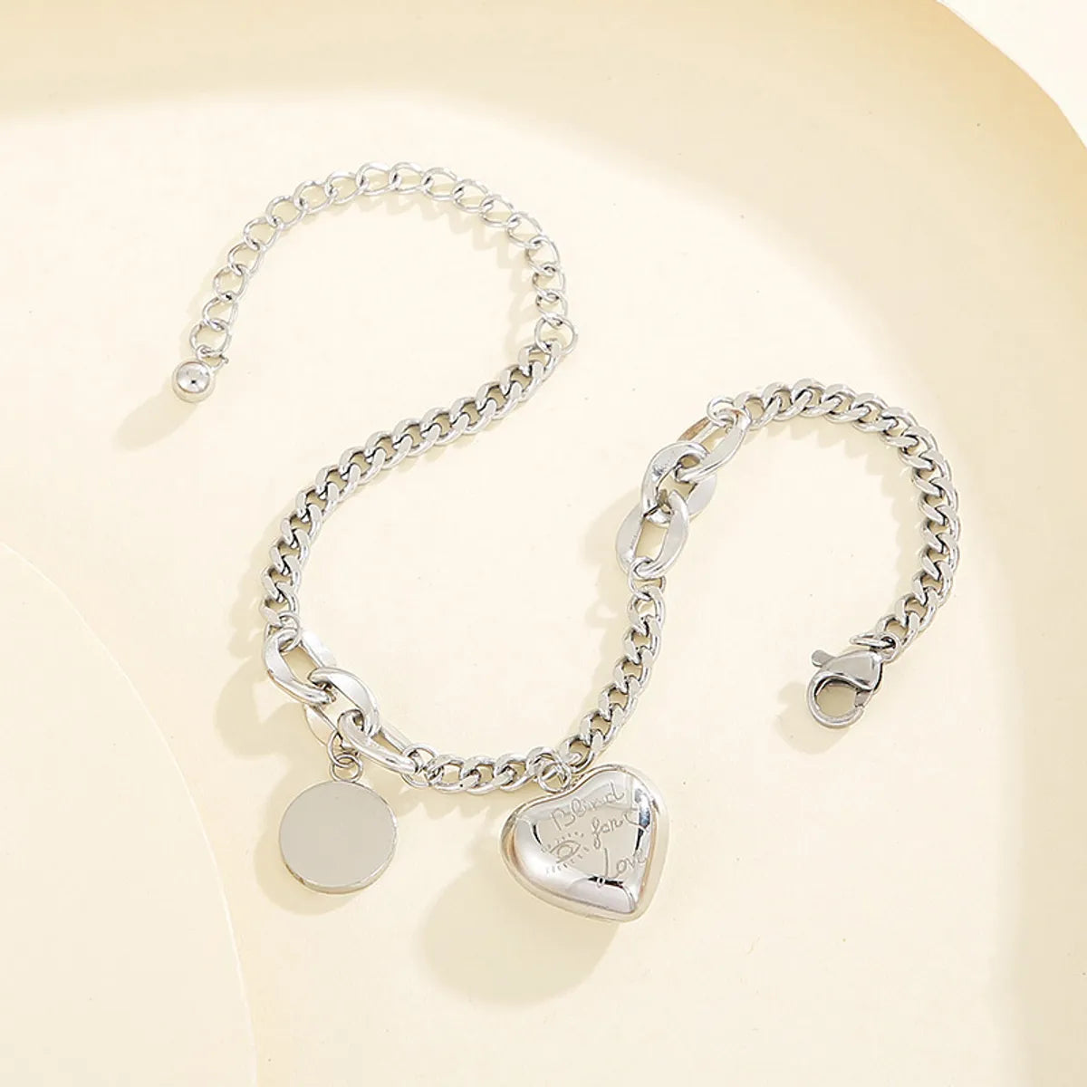 Basic Heart Shape Titanium Steel Plating Bracelets