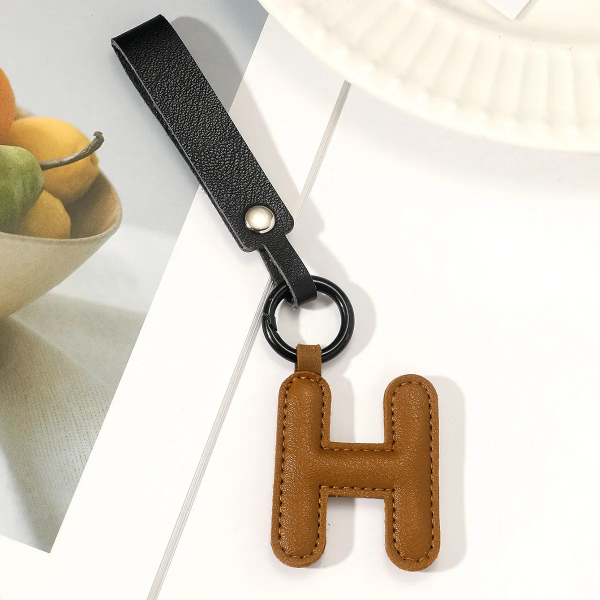 Basic Letter Pu Leather Unisex Bag Pendant Keychain