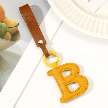 Basic Letter Pu Leather Unisex Bag Pendant Keychain