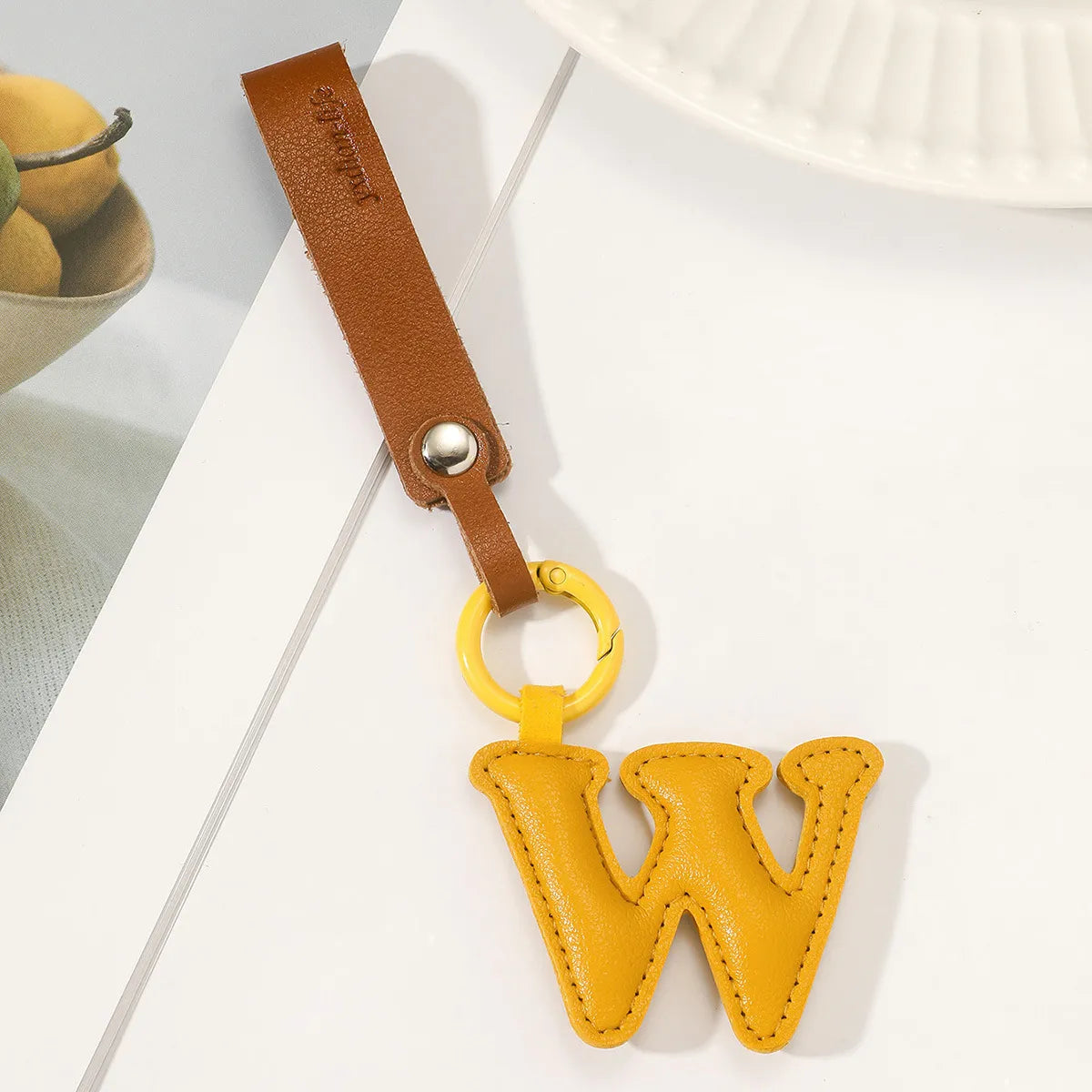 Basic Letter Pu Leather Unisex Bag Pendant Keychain