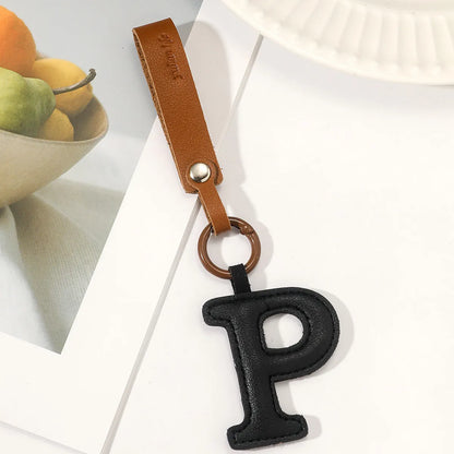 Basic Letter Pu Leather Unisex Bag Pendant Keychain