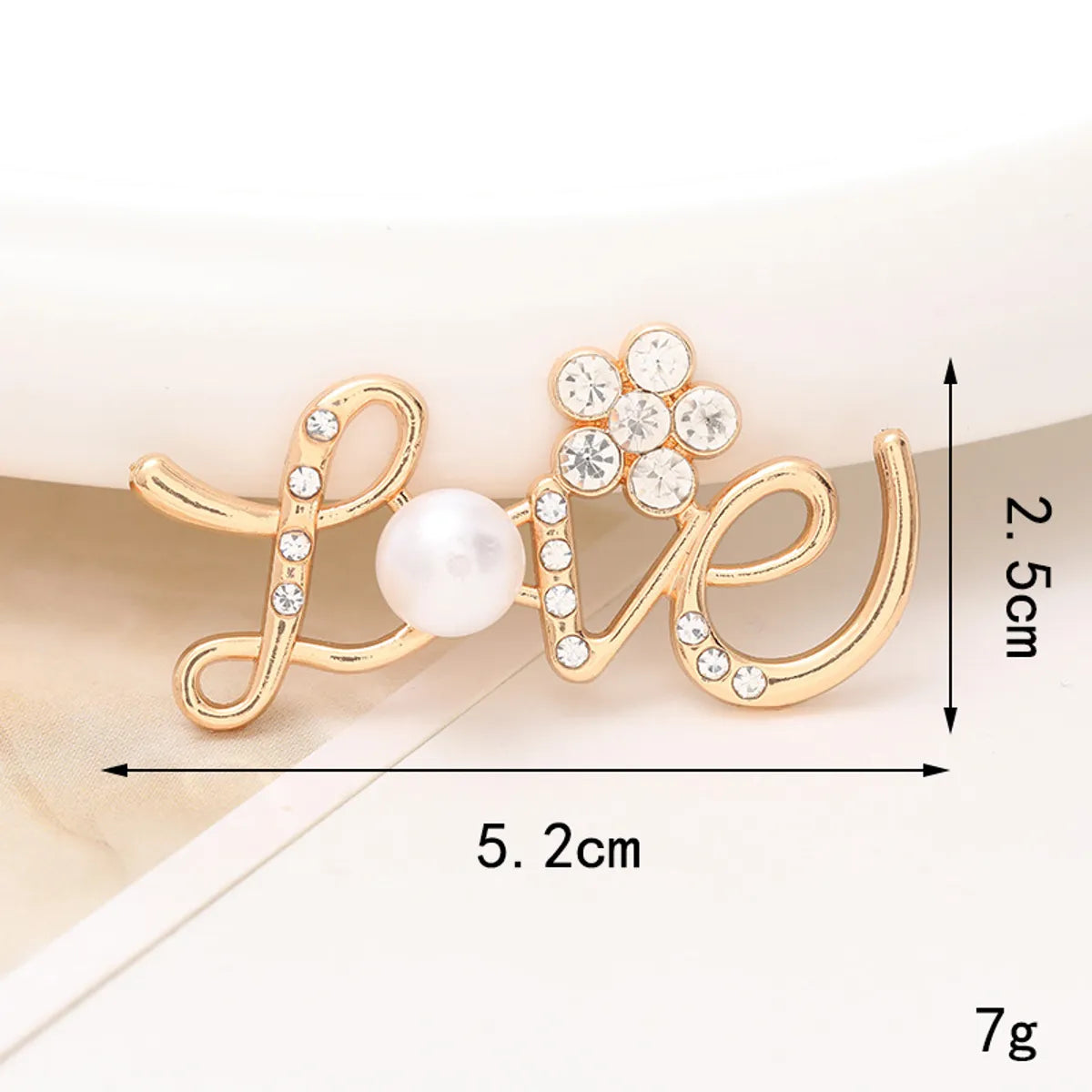 1 Piece Alloy Artificial Pearls Rhinestones Love Basic