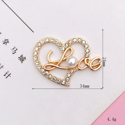 1 Piece Alloy Artificial Pearls Rhinestones Love Basic