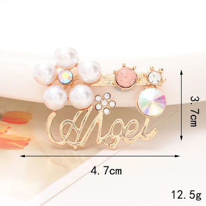 1 Piece Alloy Artificial Pearls Rhinestones Love Basic