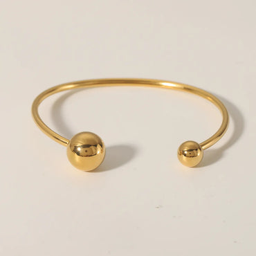 Basic Modern Style C Shape 201 Stainless Steel 18K Gold Plated Cuff Bracelets In Bulk