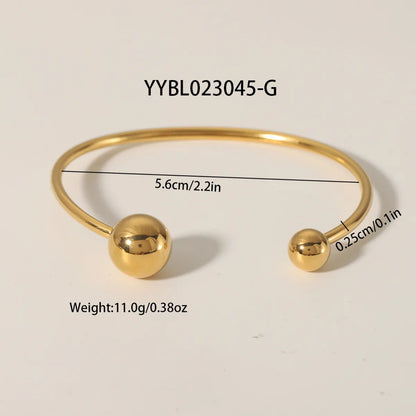 Basic Modern Style C Shape 201 Stainless Steel 18K Gold Plated Cuff Bracelets In Bulk