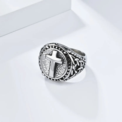 Basic Modern Style Classic Style Cross 304 Stainless Steel 18K Gold Plated Men'S Rings