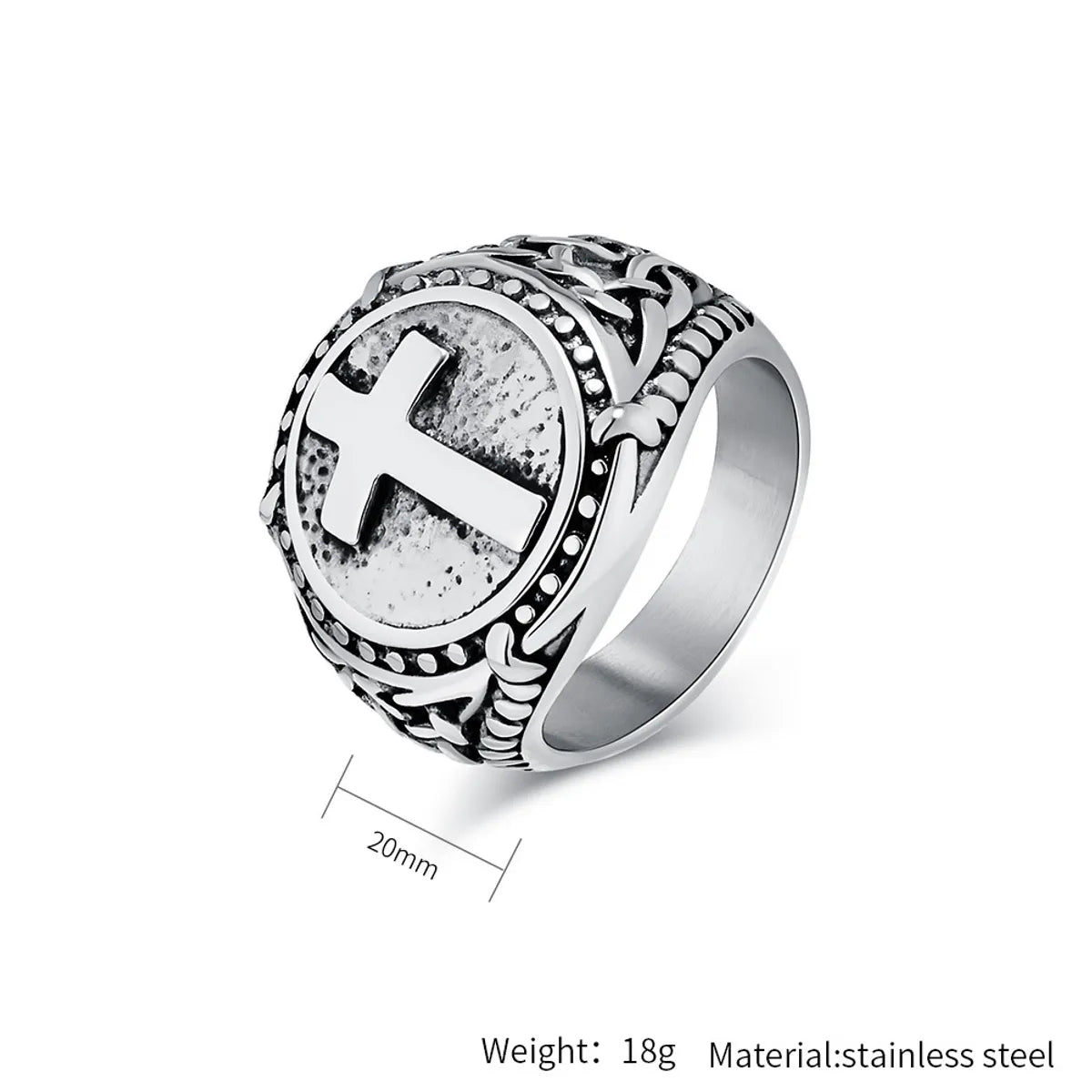 Basic Modern Style Classic Style Cross 304 Stainless Steel 18K Gold Plated Men'S Rings