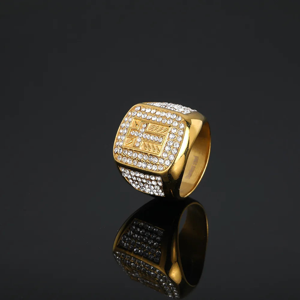 Basic Modern Style Classic Style Cross 304 Stainless Steel Polishing Inlay Rhinestones Men'S Rings