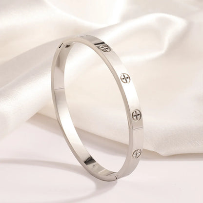 Basic Modern Style Classic Style Cross Titanium Steel Bangle In Bulk