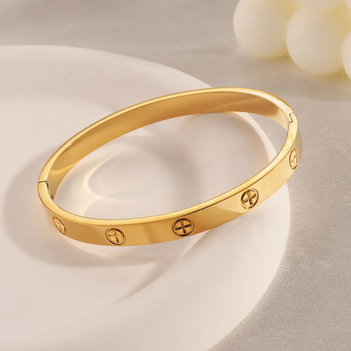 Basic Modern Style Classic Style Cross Titanium Steel Bangle In Bulk