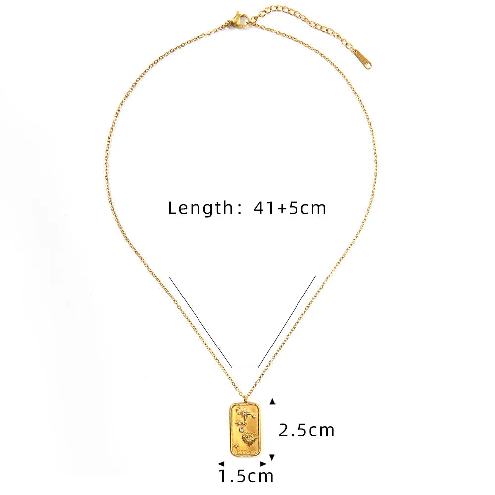 Basic Modern Style Classic Style Geometric 18K Gold Plated Zircon 304 Stainless Steel Wholesale Pendant Necklace