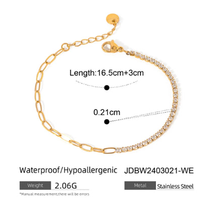 Basic Modern Style Classic Style Geometric 304 Stainless Steel Zircon Bracelets In Bulk