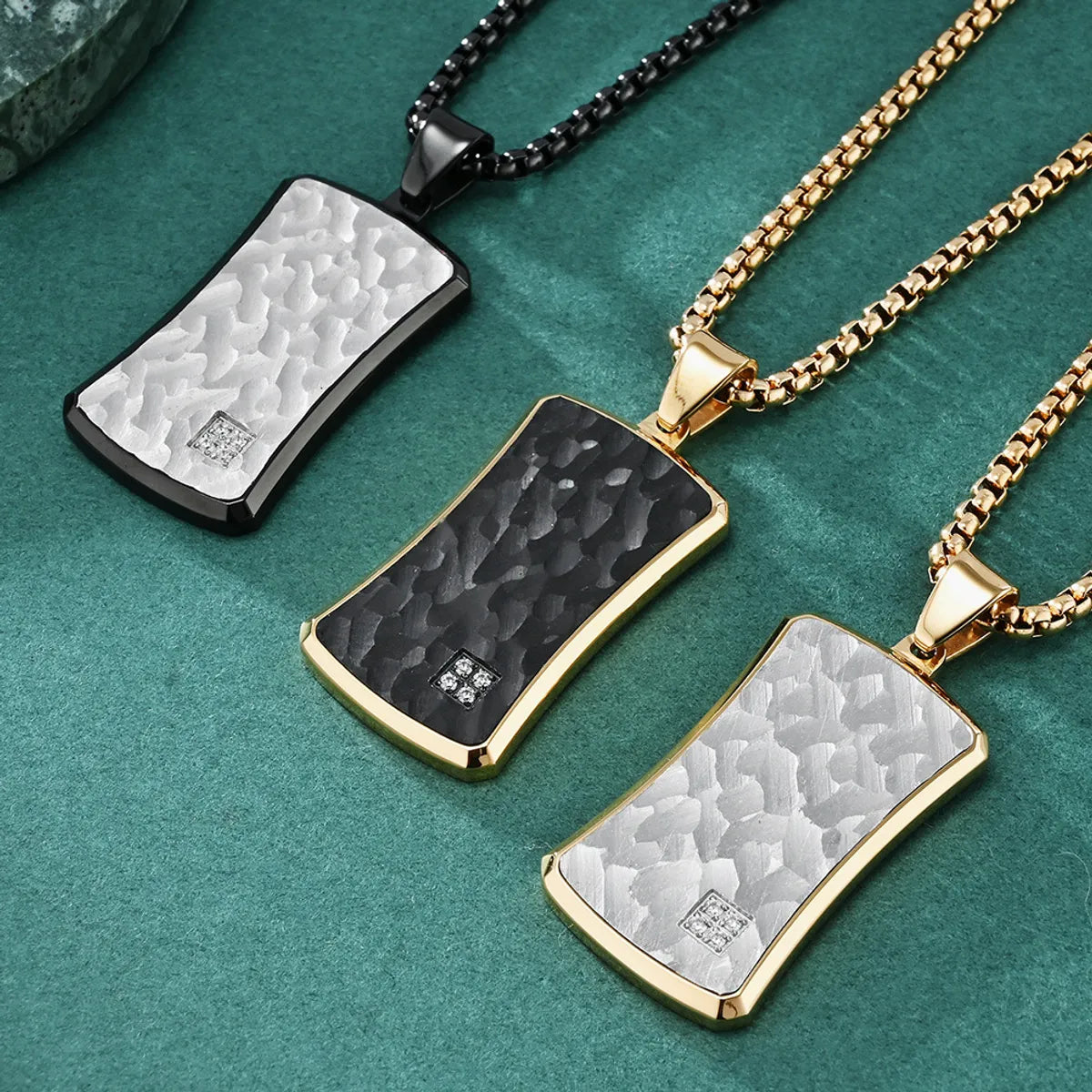 Basic Modern Style Classic Style Geometric Color Block Titanium Steel Plating Inlay Zircon Unisex Pendant Necklace