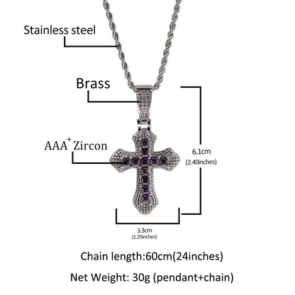 Basic Modern Style Classic Style Geometric Cross 304 Stainless Steel Copper Inlay Zircon Men'S Pendant Necklace