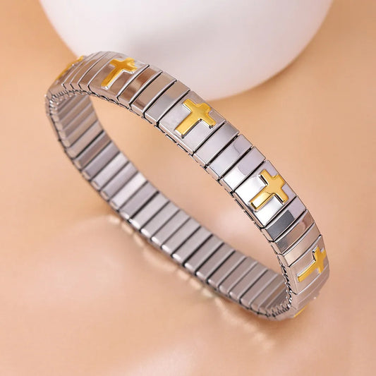 Basic Modern Style Classic Style Geometric Cross 304 Stainless Steel Plating Women'S Bracelets