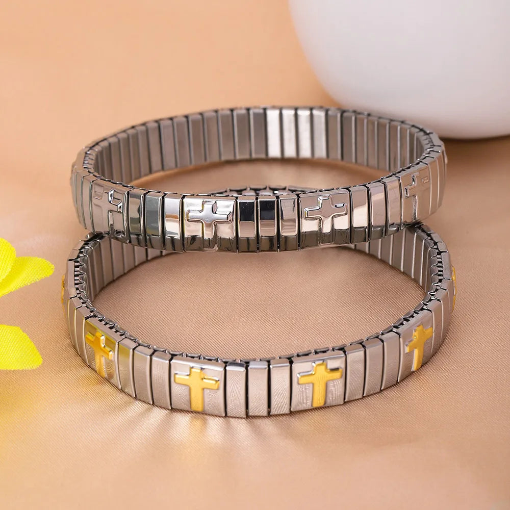 Basic Modern Style Classic Style Geometric Cross 304 Stainless Steel Plating Women'S Bracelets