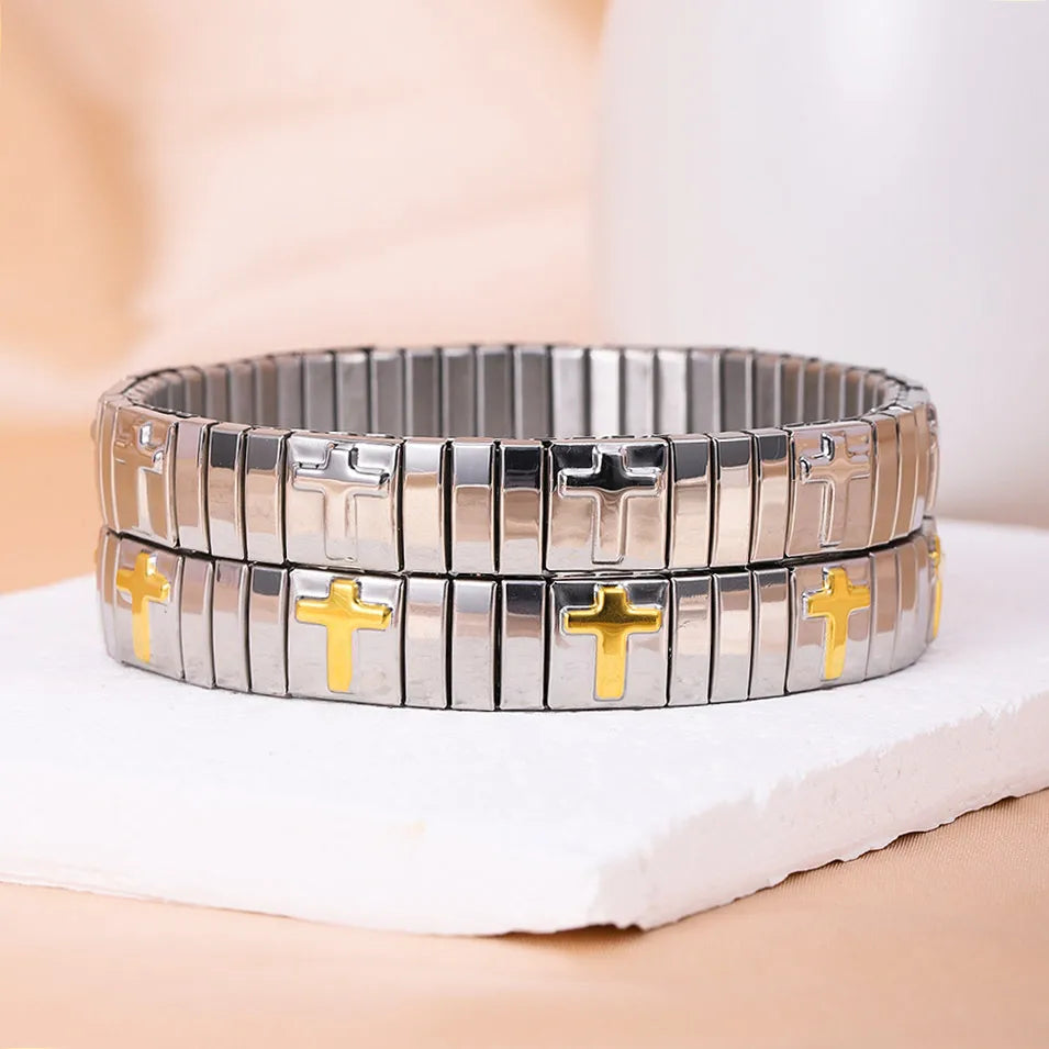 Basic Modern Style Classic Style Geometric Cross 304 Stainless Steel Plating Women'S Bracelets