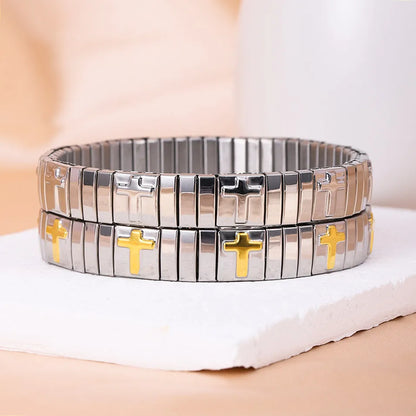 Basic Modern Style Classic Style Geometric Cross 304 Stainless Steel Plating Women'S Bracelets